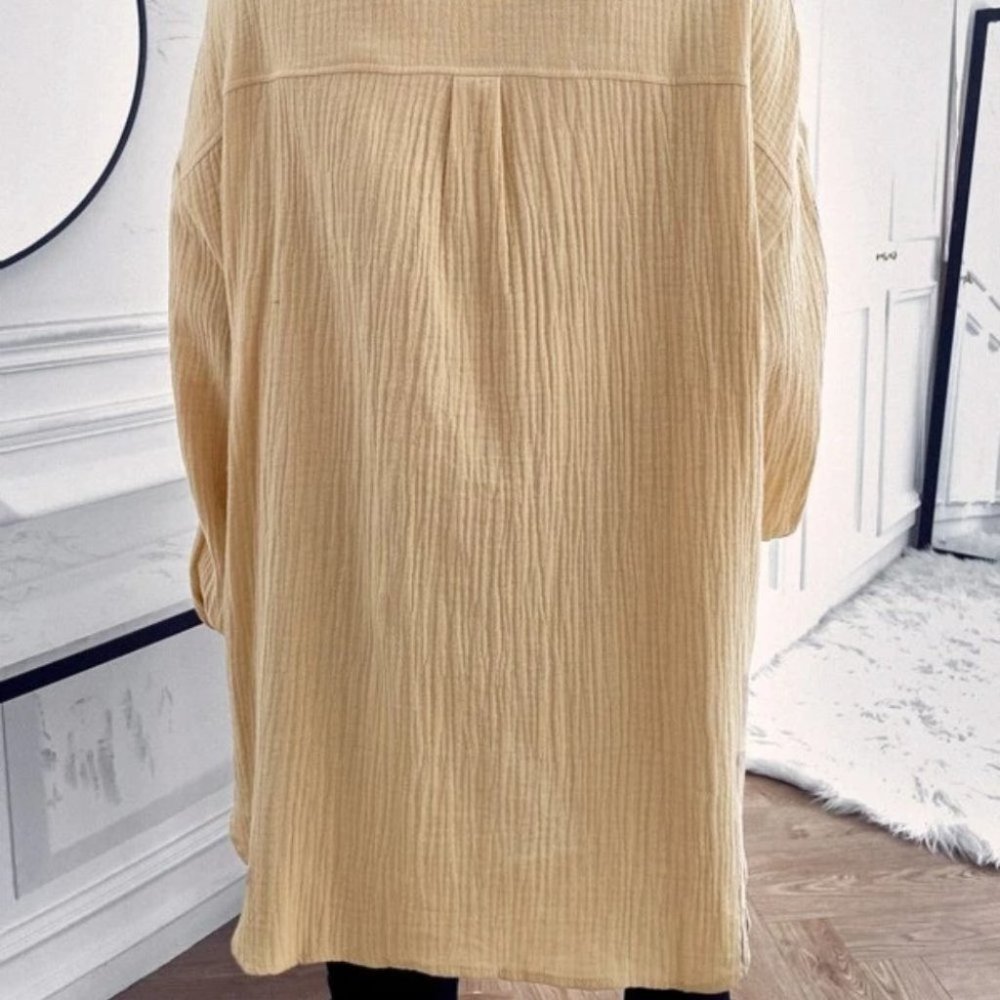 Casual Textured Pocket Patched button down Blouse khaki - Picture 7 of 7